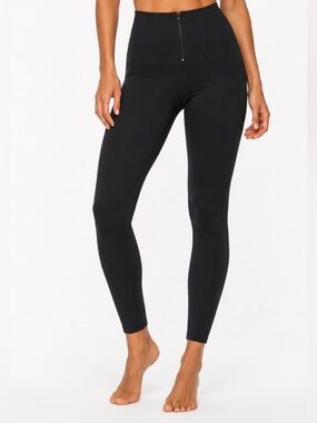 High-Rise Black Zip-Front Leggings